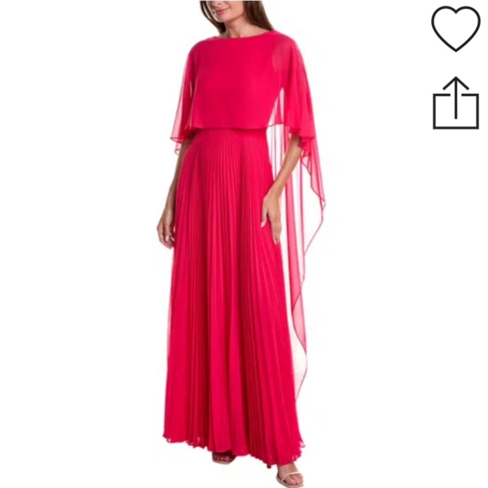 NEW WITH TAGS Size 2 Teri Jon Cascade Chiffon Pleat Gown in “Watermelon”